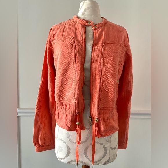 NWT Anthropologie Coral Zip Lightweight Quilted Moto Jacket Size Medium - Picture 2 of 6